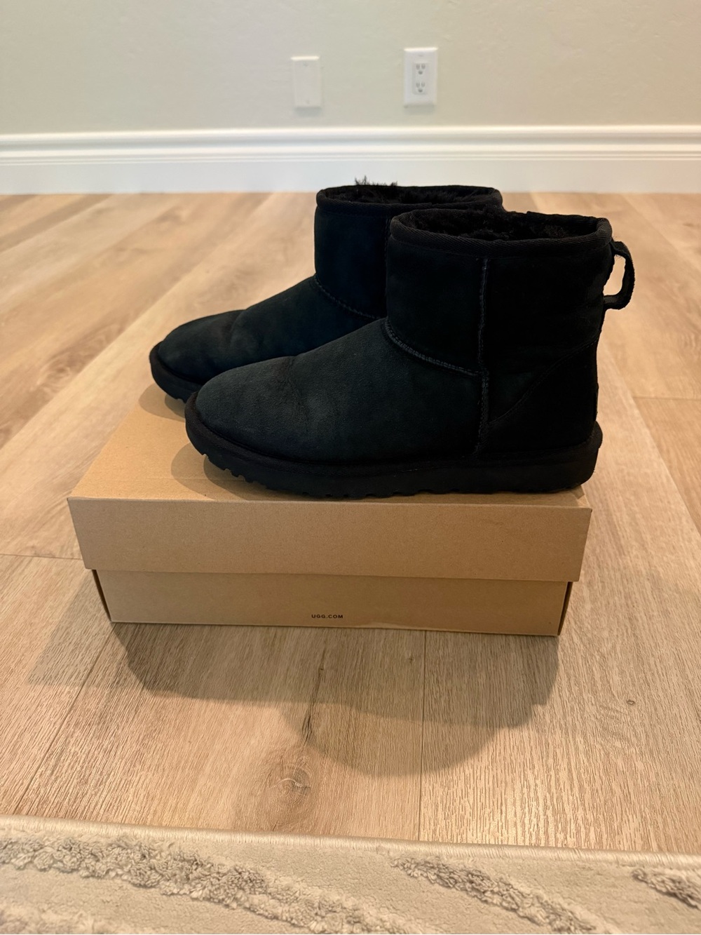 UGG Short Black Suede Winter Boot size 8